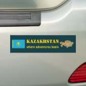 カザフスタンの旗+地図ステッカー バンパーステッカー (車上)