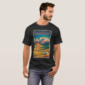 カザフスタンの草原イラスト旅行アートビンテージ Tシャツ (正面フル)