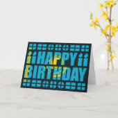 カザフスタンフラグ誕生日カード カード (黄色い花)