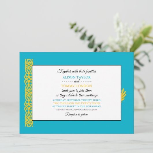 カザフスタンフラッグ、カザフスタン結婚国旗 招待状 (スタンド正面)