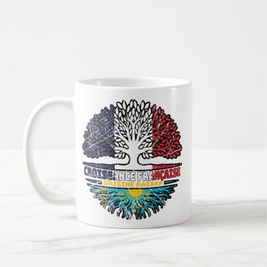 カザフスタンフランスのカザフ国旗 コーヒーマグカップ (左)