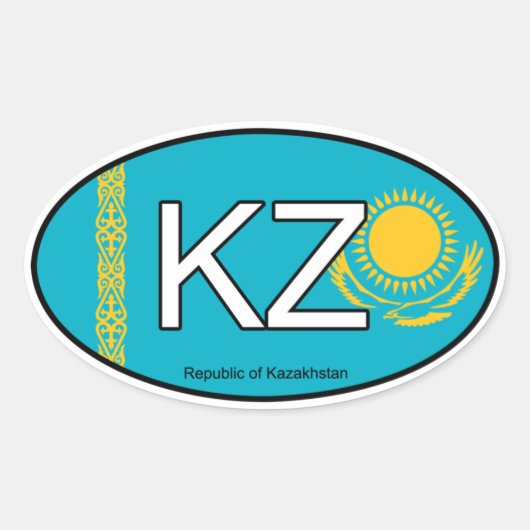カザフスタンユーロステッカー 楕円形シール (正面)
