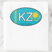 カザフスタンユーロステッカー 楕円形シール (バッグ)