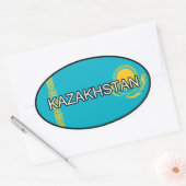 カザフスタンユーロステッカー 楕円形シール (封筒)
