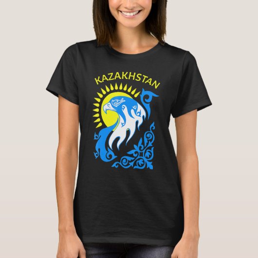 カザフスタン共和国カザフスタン国旗11 Tシャツ (正面)