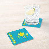 カザフスタン国旗 スクエアペーパーコースター (インサイチュ)