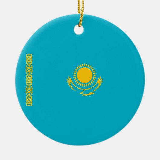 カザフスタン国旗 セラミックオーナメント (正面)