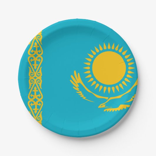 カザフスタン国旗 ペーパープレート (正面)