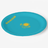 カザフスタン国旗 ペーパープレート (アングル)