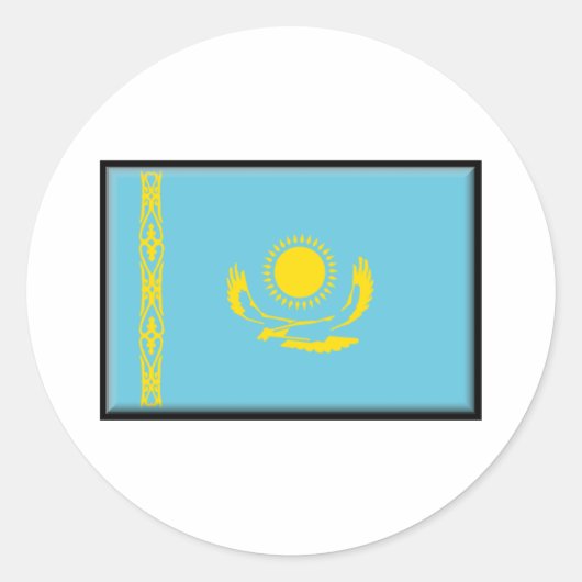 カザフスタン国旗 ラウンドシール (正面)