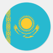 カザフスタン国旗 ラウンドシール (正面)