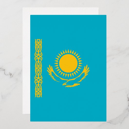 カザフスタン国旗 箔招待状 (正面/裏面)