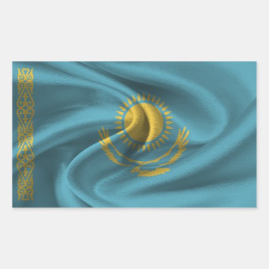 カザフスタン国旗 長方形シール (正面)