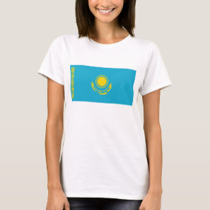 カザフスタン国旗x地図Tシャツ Tシャツ