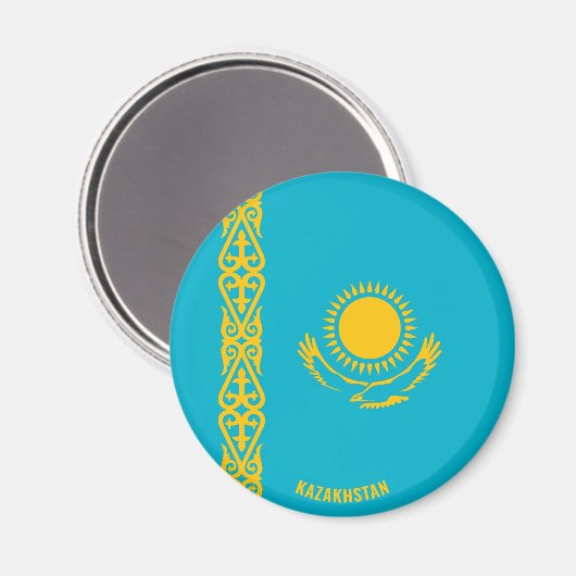 カザフスタン国魅力的国国旗 マグネット (正面/裏面)