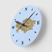 カザフスタン地図の時計 ラウンド壁時計 (傾斜)