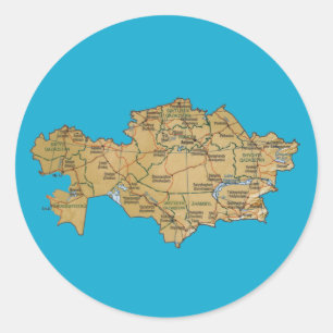 カザフスタン地図ステッカー ラウンドシール