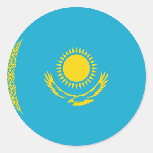 カザフスタン魚眼フラグステッカー ラウンドシール (正面)