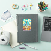 カザフスタン イラスト 旅行 アート ヴィンテージ シール (iPadカバー)