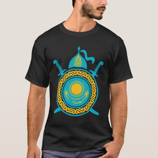 カザフスタン、カザフスタン国旗、カザフスタン国旗。 Tシャツ (正面)