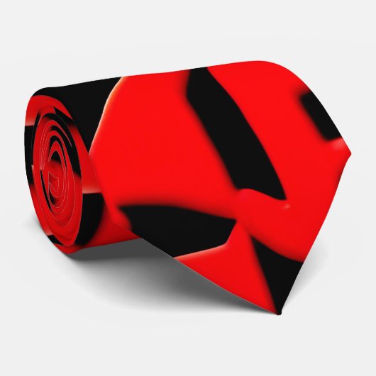 カザフ語ろうけつ染め赤い幾何学模様 ネクタイ (ロール)