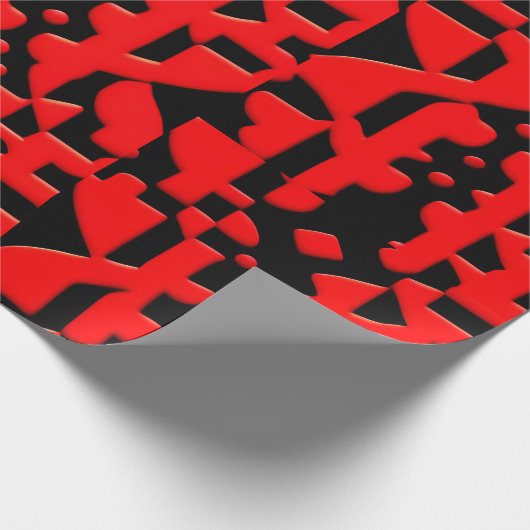 カザフ語ろうけつ染め赤い幾何学模様 ラッピングペーパー (角)