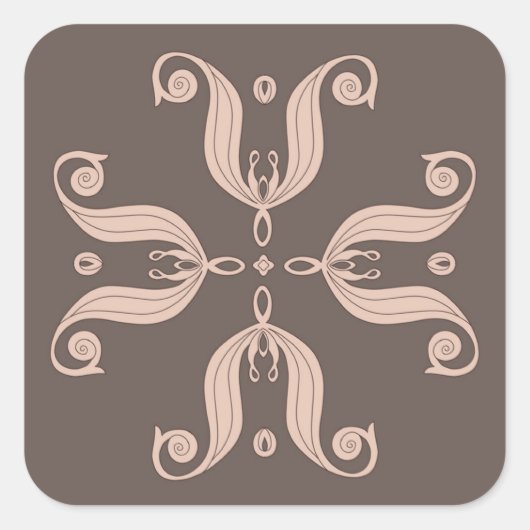 カザフ語チューリップ模様 スクエアシール (正面)