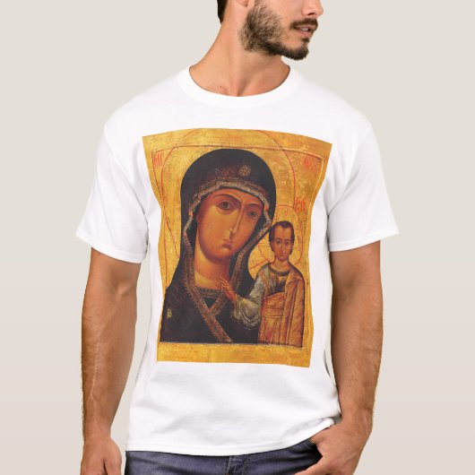 カザンの聖母の正教会のイコン Tシャツ (正面)