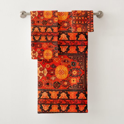 カシのカーペットはオレンジを鮮やか見る バスタオルセット (インサイチュ)