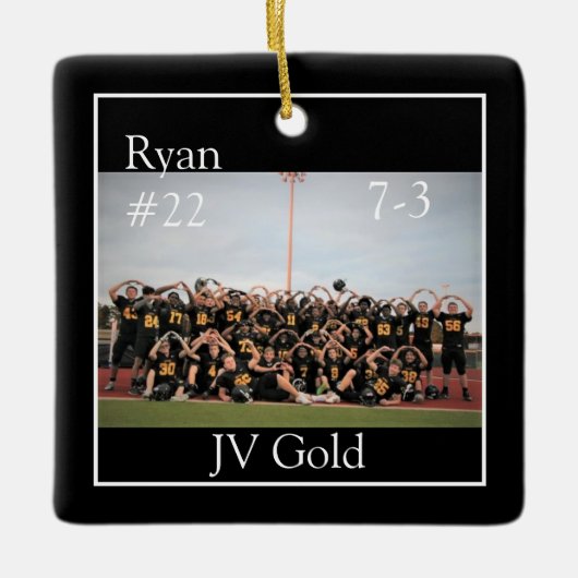 カシのフットボールのパーソナライズなオーナメント セラミックオーナメント (正面)