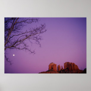 カシの入り江渓谷上のMoonrise ポスター