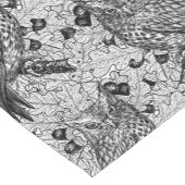 カシの木にフクロウと黒と白 ショートテーブルランナー (コーナー)