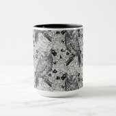 カシの木にフクロウと黒と白 マグカップ (中央)