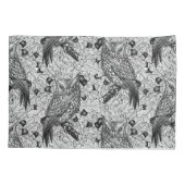 カシの木にフクロウと黒と白 枕カバー (裏面-左)