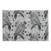 カシの木にフクロウと黒と白 枕カバー (裏面-右)