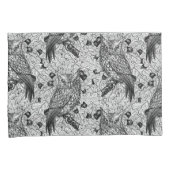 カシの木にフクロウと黒と白 枕カバー (正面右)