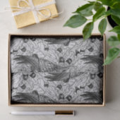 カシの木にフクロウと黒と白 薄葉紙 (ギフト)