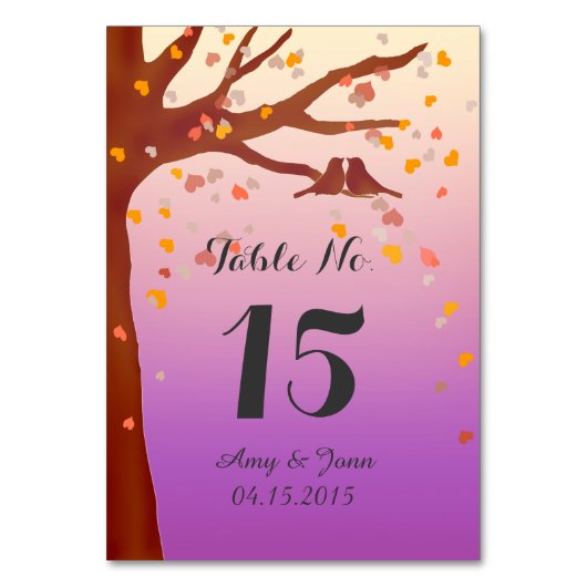 カシの木ロブバードハートテーブル番号love1 テーブルナンバー (正面)