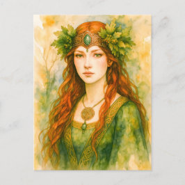 カシの葉の冠を持つケルトの薬液 シーズンポストカード