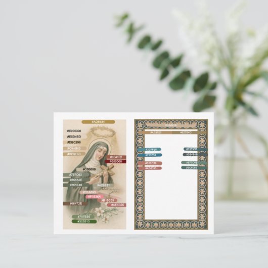 カシアの聖リタのためのカラーパレット(M 015) ポストカード (スタンド正面)