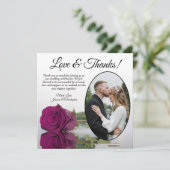 カシスエレガントまたはマゼンタバラ楕円フォト結婚ズ サンキューカード (スタンド正面)