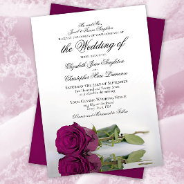 カシスエレガントパープルマゼンタバラフォーマル結婚ズ 招待状