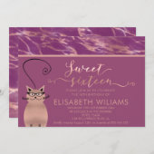 カシスバラ金ゴールド大理石おもしろい書猫 招待状 (正面/裏面)