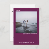 カシスパープルシンプルミニマリスト結婚ズ 出欠カード (正面/裏面)