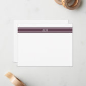 カシスパープルモノグラムパーソナライズされた名イニシャル ノートカード (正面/裏面インサイチュ)