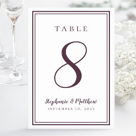 カシスパープル結婚ズモダンシンプルシック テーブルナンバー