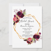 カシスブルゴーニュフローラ幾何学ブライダルシャワー 招待状 (正面)