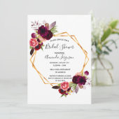 カシスブルゴーニュフローラ幾何学ブライダルシャワー 招待状 (スタンド正面)