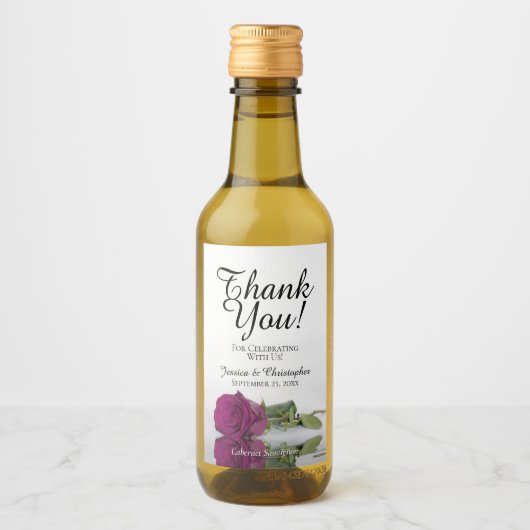 カシスマゼンタバラエレガントなウェディングサンキューミニ ワインラベル (正面)