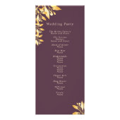 カシスマルーン金ゴールド植物結婚式プログラム ラックカード (裏面)